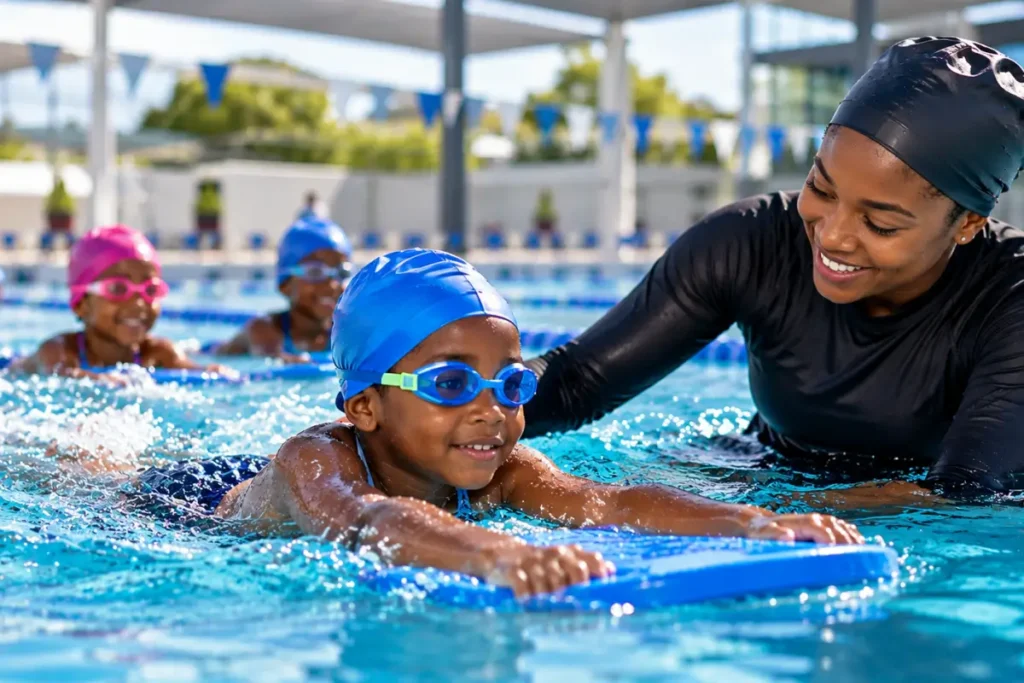 Encouraging Swim Lesson Splash Kids Coaching