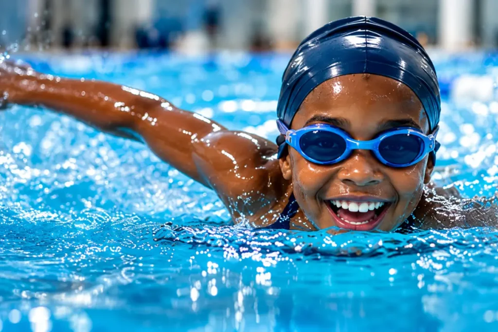 Joyful Swimmer in Motion Training Kids