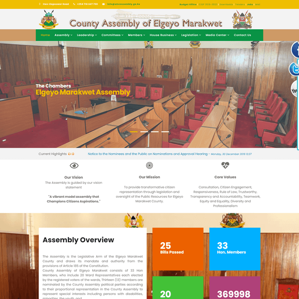County Assembly of Elgeyo Marakwet - Website Designers Nairobi Asher Group Ltd